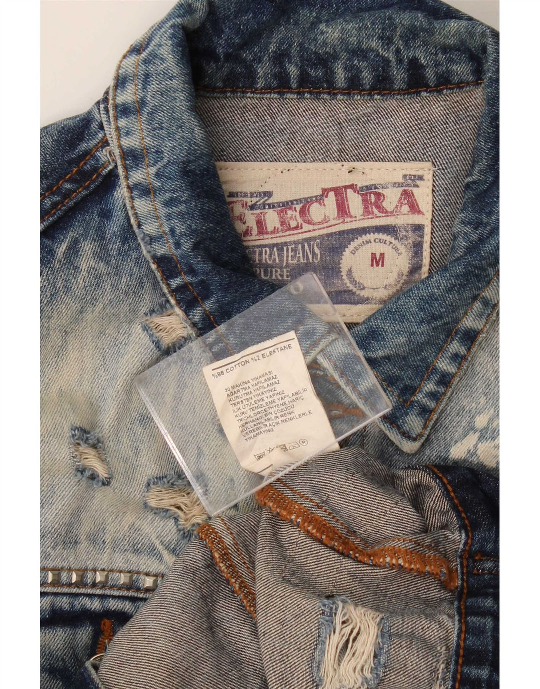Vintage Mens Distressed Denim Jacket UK 38 Medium Blue Cotton