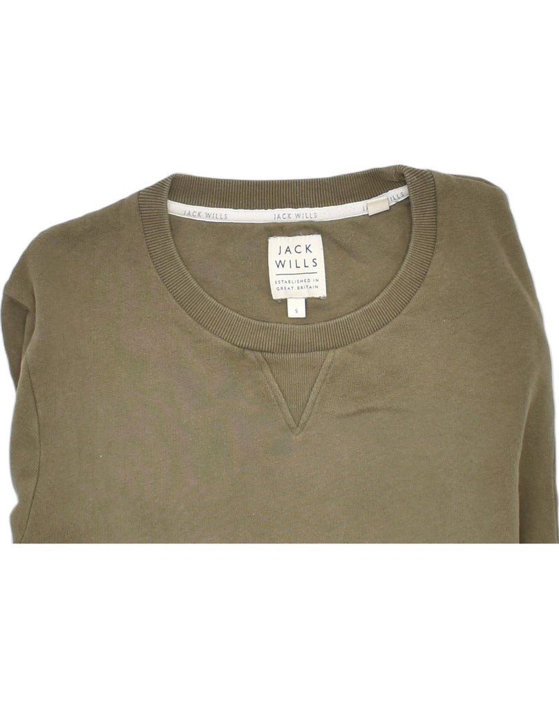 JACK WILLS Mens Sweatshirt Jumper Small Khaki Cotton | Vintage | Thrift | Second-Hand | Used Clothing | Messina Hembry 