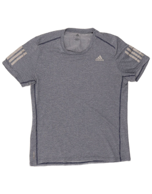 Adidas Mens Aeroready T-Shirt Top Medium Navy Blue Striped Polyester