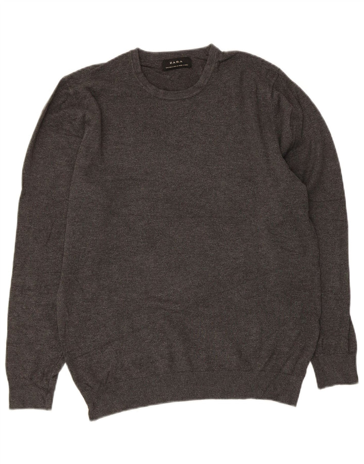 Zara Womens Crew Neck Jumper Sweater UK 10 Small Grey