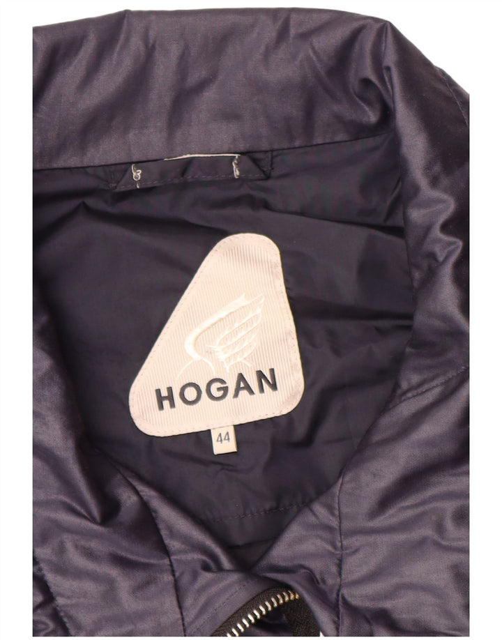 HOGAN Womens Bomber Jacket IT 44 Medium Navy Blue Cotton