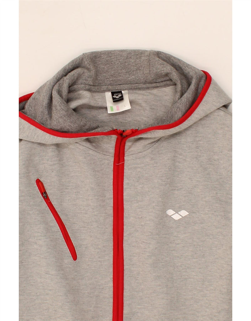 ARENA Womens Zip Hoodie Sweater UK 16 Large Grey Cotton Vintage Arena and Second-Hand Arena from Messina Hembry 