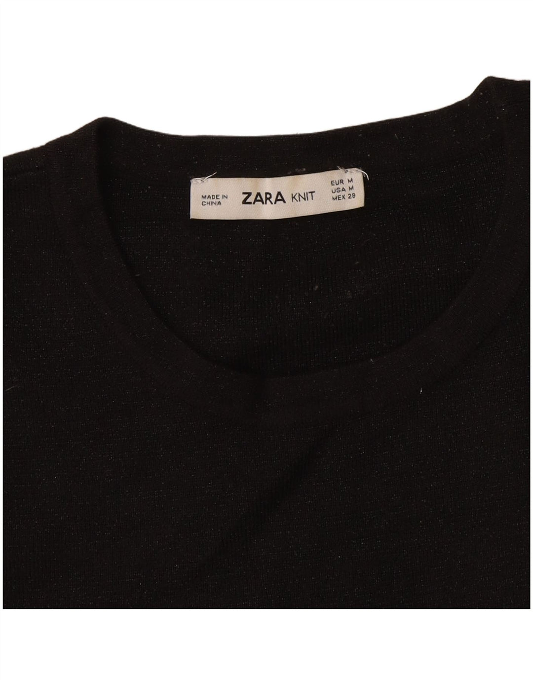 Zara Womens Crop T-Shirt Top UK 12 Medium Black