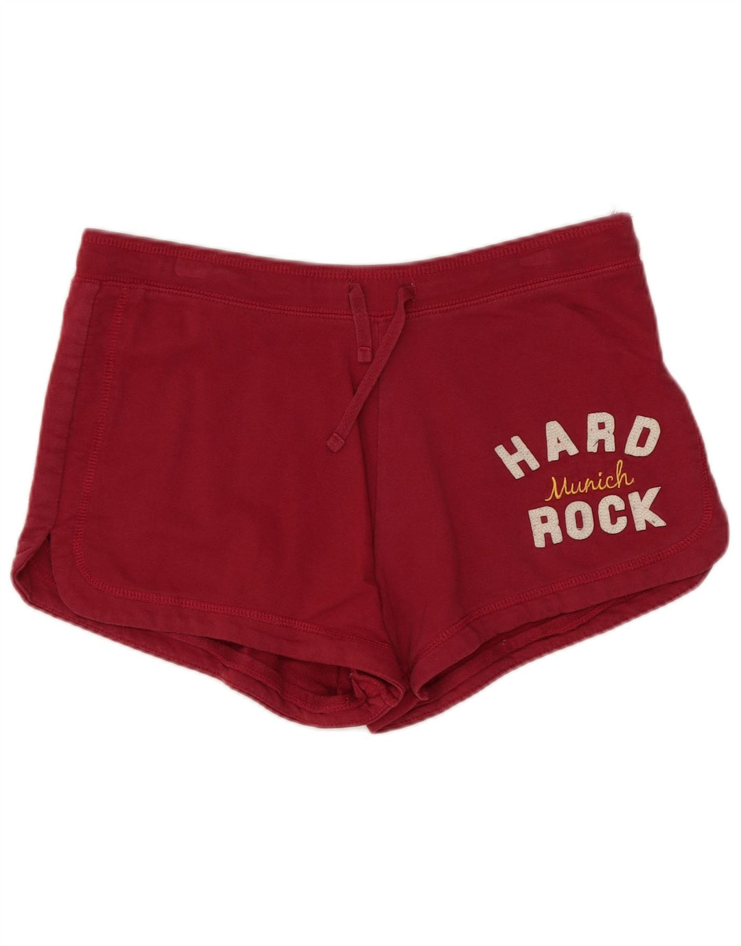 HARD ROCK CAFE Womens Munich Graphic Sport Shorts UK 14 Medium Red Cotton