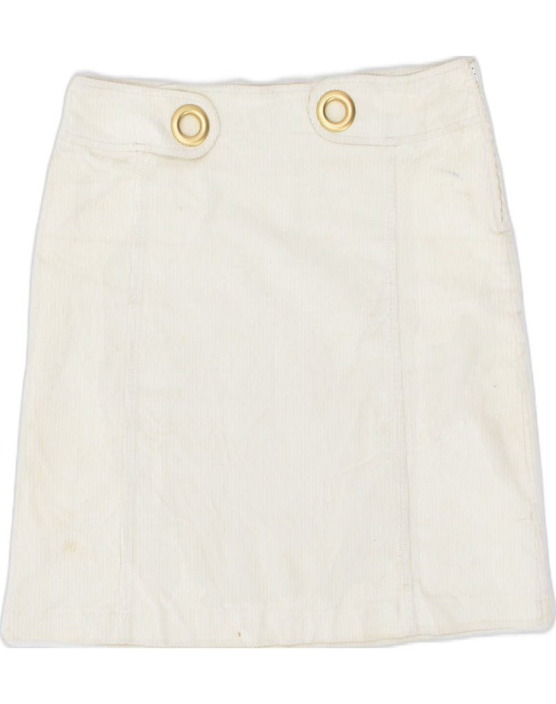 VALENTINO Womens Corduroy Skirt IT 40 Small W31 Off White Cotton | Vintage | Thrift | Second-Hand | Used Clothing | Messina Hembry 