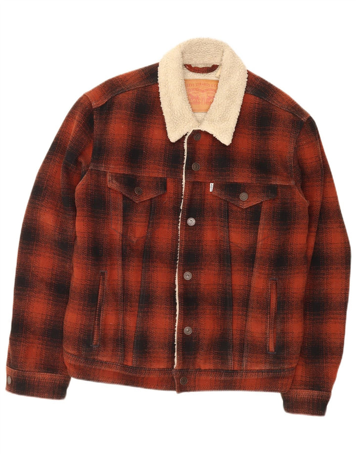 Levi's Mens Sherpa Jacket UK 38 Medium Red Check Polyester