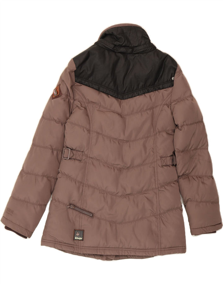 KHUJO Womens Oversized Padded Jacket UK 2 XS Brown Colourblock Polyester Vintage KHUJO and Second-Hand KHUJO from Messina Hembry 