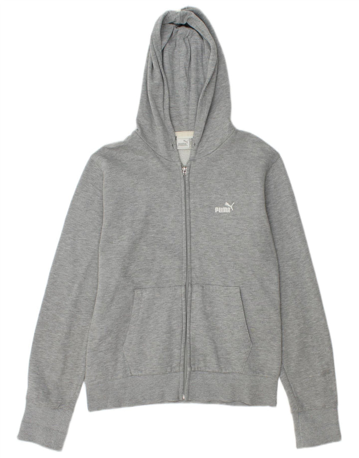 Puma Womens Zip Hoodie Sweater UK 14 Medium Grey Flecked