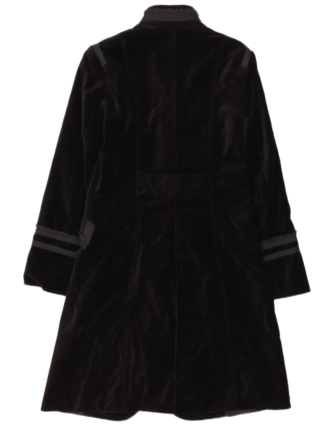 Vintage Womens Velour Overcoat UK 10 Small Black