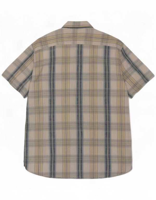 White Stuff Mens Slim Fit Shirt Medium Blue Plaid Linen