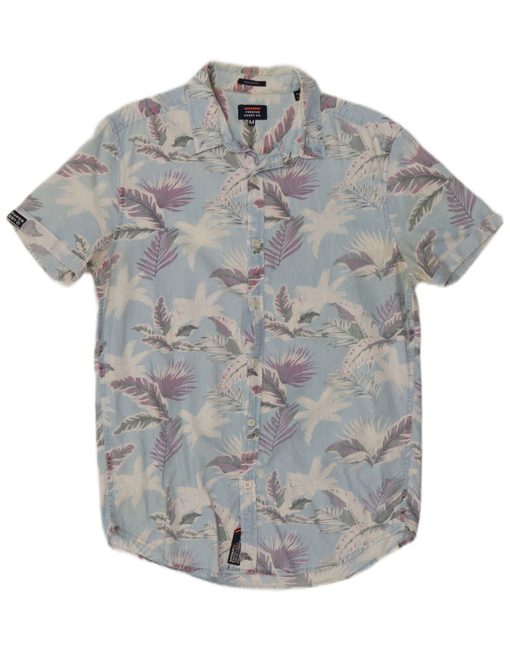 Superdry Mens Short Sleeve Regular Fit Shirt Medium Blue Floral Cotton