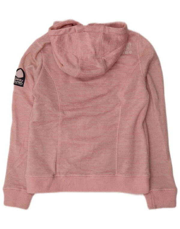 Superdry Womens Zip Hoodie Sweater UK 16 Large Pink Polyester