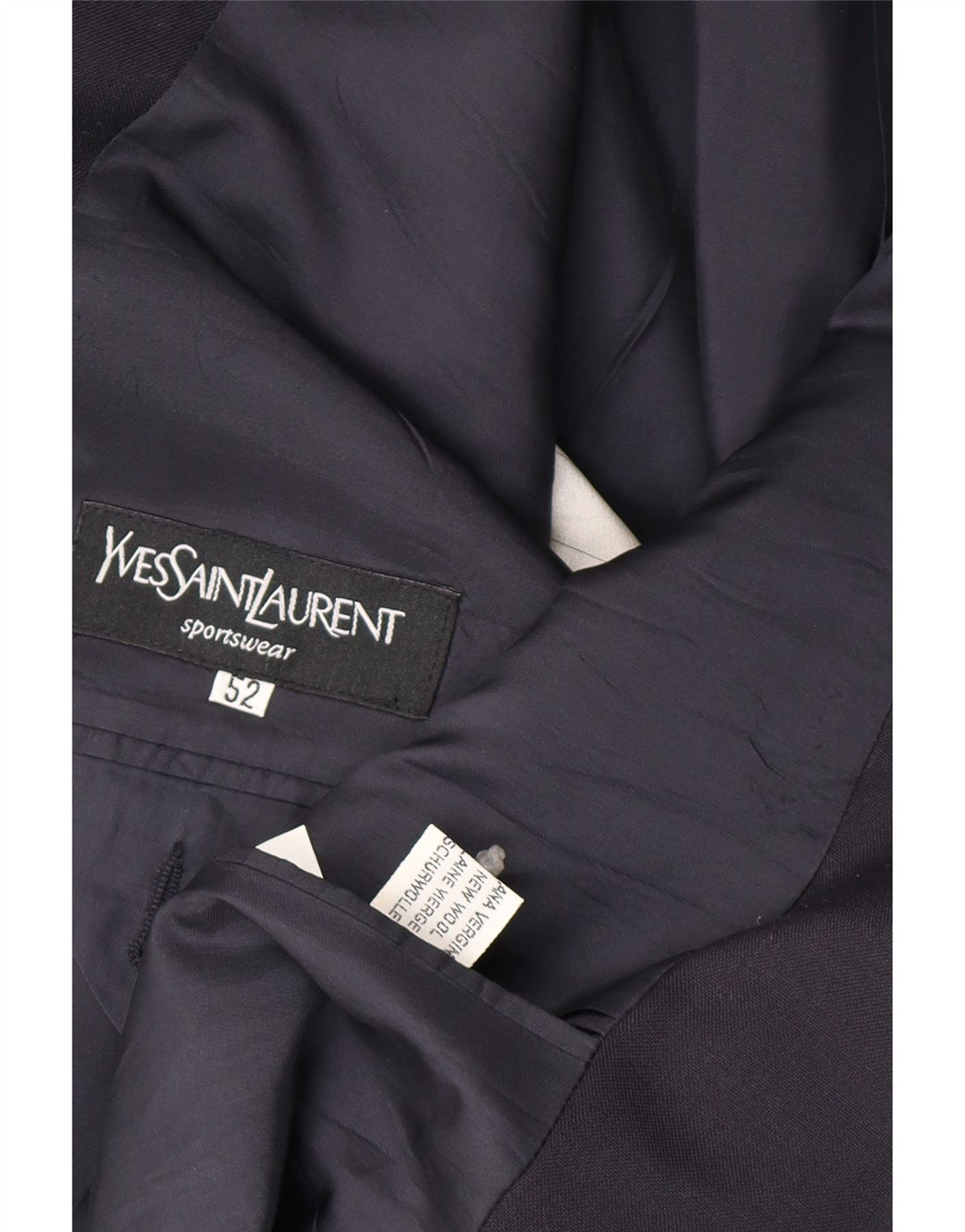 Yves Saint Laurent Mens 2 Button Blazer Jacket IT 52 XL Navy Blue New Wool