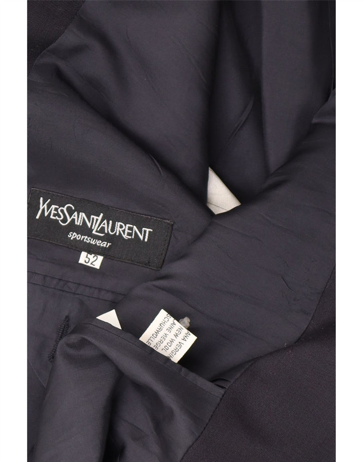 Yves Saint Laurent Mens 2 Button Blazer Jacket IT 52 XL Navy Blue New Wool