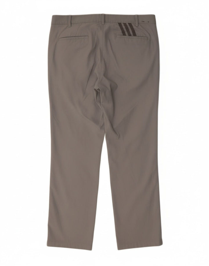 ADIDAS Mens Straight Chino Trousers W34 L32 Grey Polyester