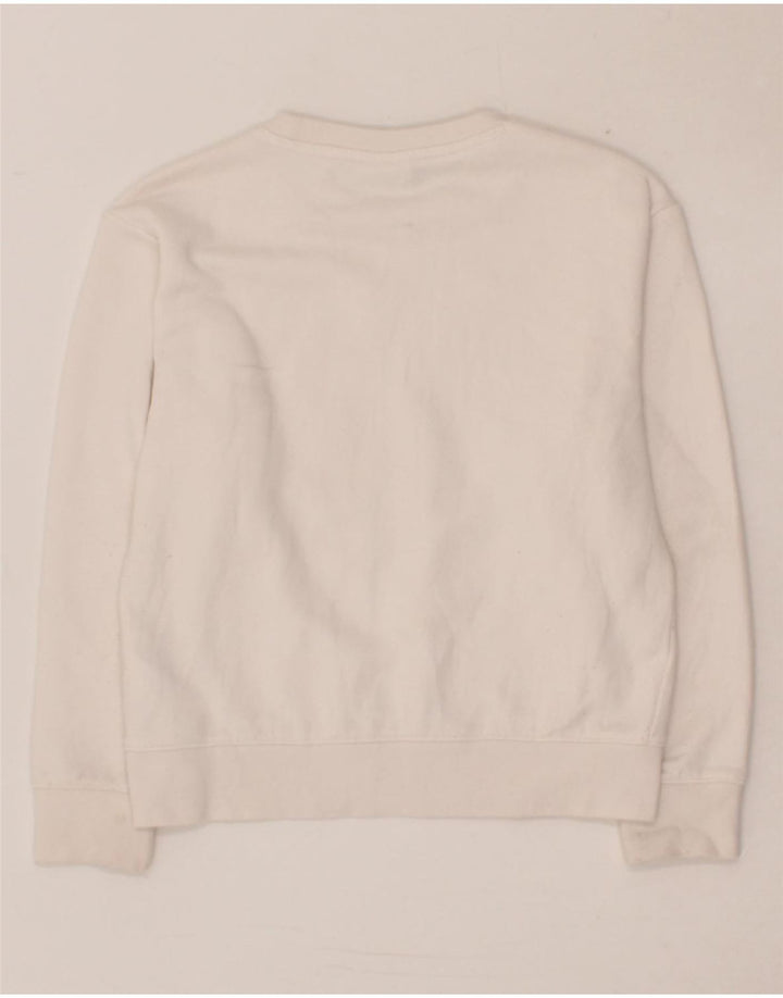 CHAMPION Girls Graphic Sweatshirt Jumper 9-10 Years Medium White Cotton Vintage Champion and Second-Hand Champion from Messina Hembry 