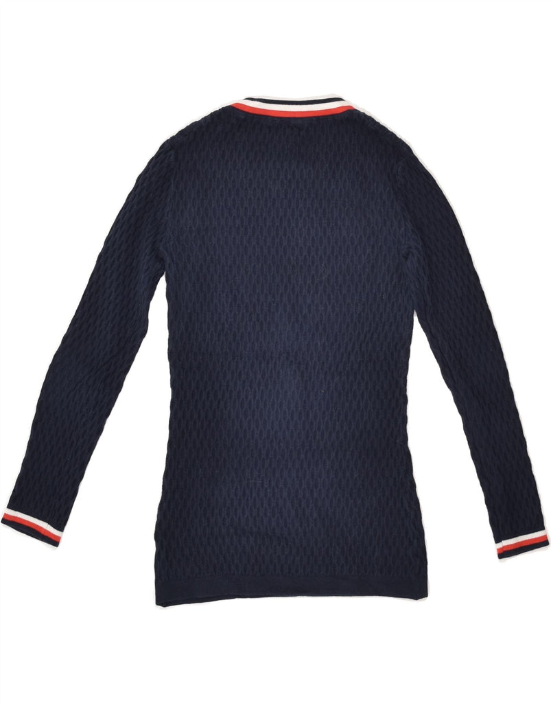 TOMMY HILFIGER Womens Crew Neck Jumper Sweater UK 0 2XS Navy Blue Cotton | Vintage Tommy Hilfiger | Thrift | Second-Hand Tommy Hilfiger | Used Clothing | Messina Hembry 