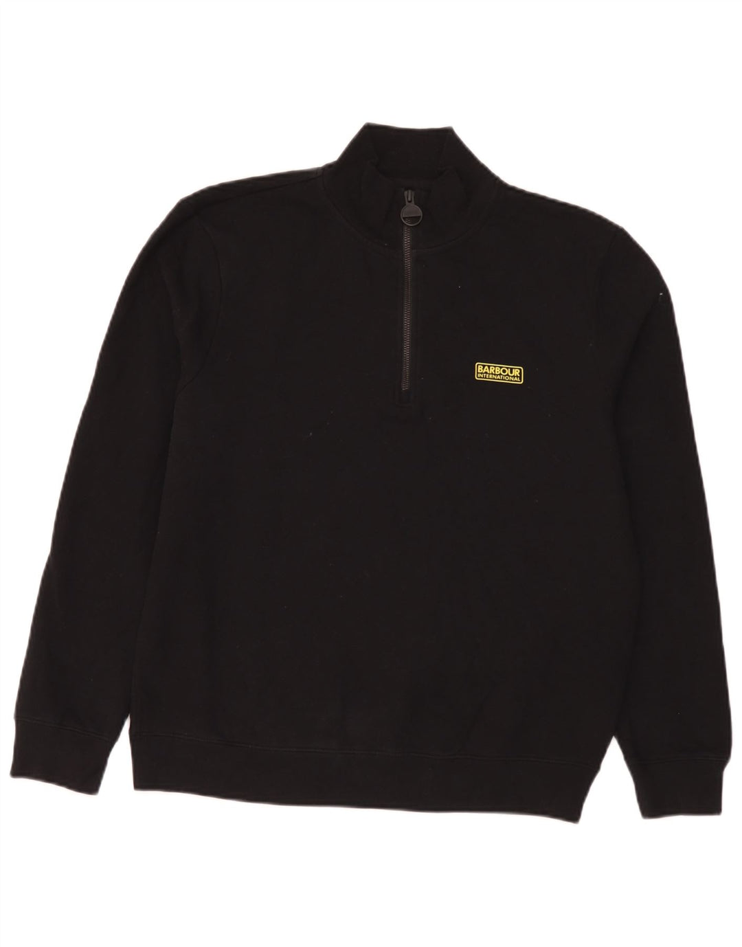 Barbour Mens Zip Neck Sweatshirt Jumper XL Black Cotton