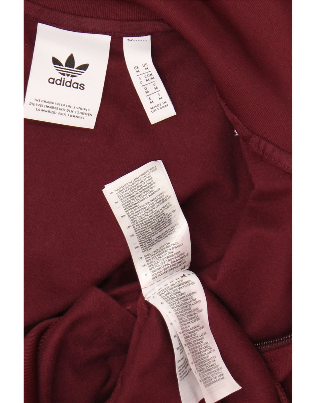 Adidas Mens Tracksuit Top Jacket Medium Burgundy Cotton
