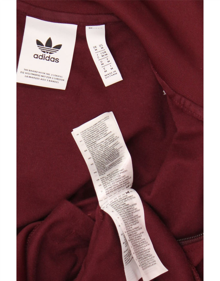 Adidas Mens Tracksuit Top Jacket Medium Burgundy Cotton