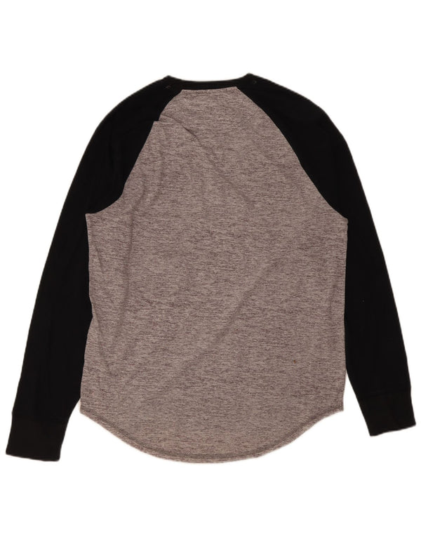 Hollister Mens Graphic Top Long Sleeve Medium Grey Colourblock Cotton