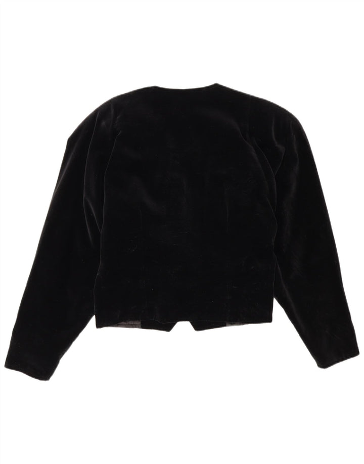 Vintage Womens Double Breasted Velvet Bolero Jacket IT 42 Medium Black