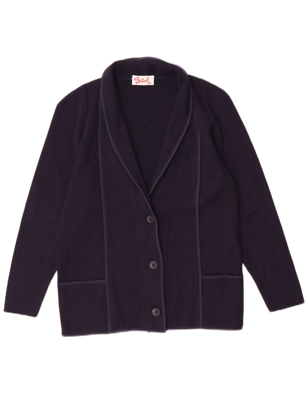Vintage Womens Cardigan Sweater IT 46 Large Navy Blue Polyacrylic