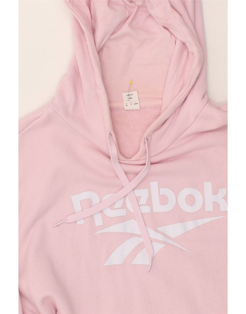 REEBOK Womens Oversized Graphic Hoodie Jumper UK 18 XL Pink Cotton | Vintage Reebok | Thrift | Second-Hand Reebok | Used Clothing | Messina Hembry 