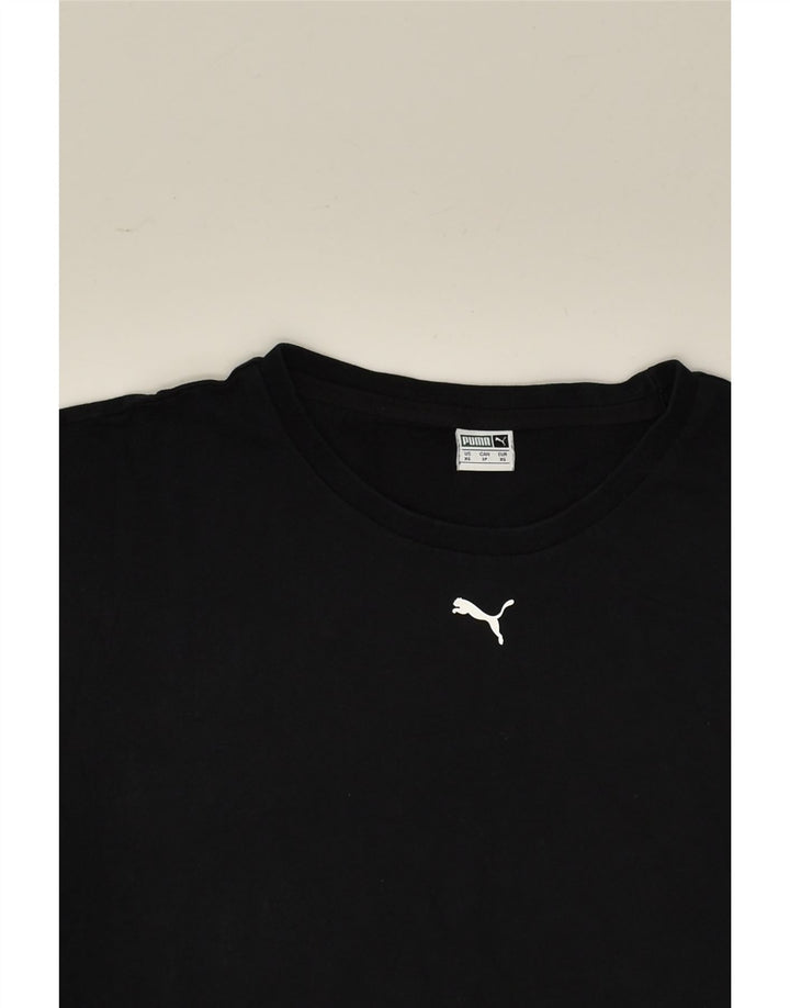 PUMA Womens Crop Graphic T-Shirt Top UK 6 XS Black Cotton | Vintage Puma | Thrift | Second-Hand Puma | Used Clothing | Messina Hembry 