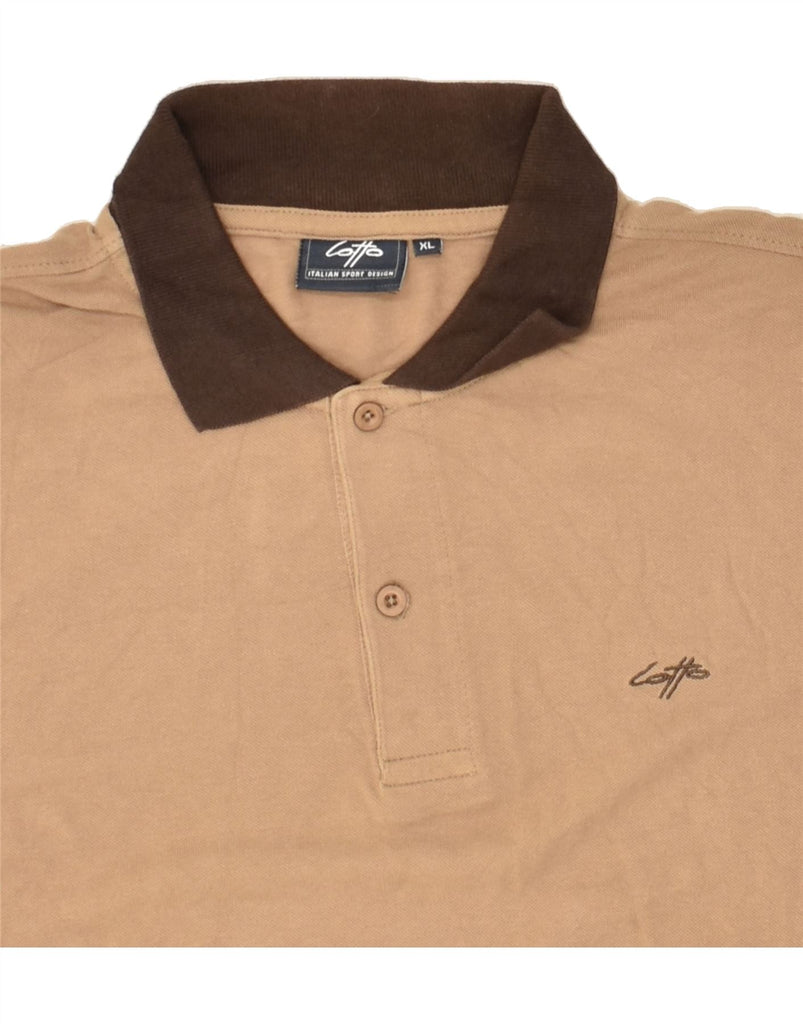 LOTTO Mens Polo Shirt XL Beige Cotton | Vintage Lotto | Thrift | Second-Hand Lotto | Used Clothing | Messina Hembry 