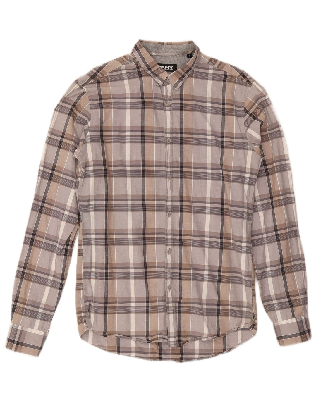 Dkny Mens Shirt Small Grey Check Cotton