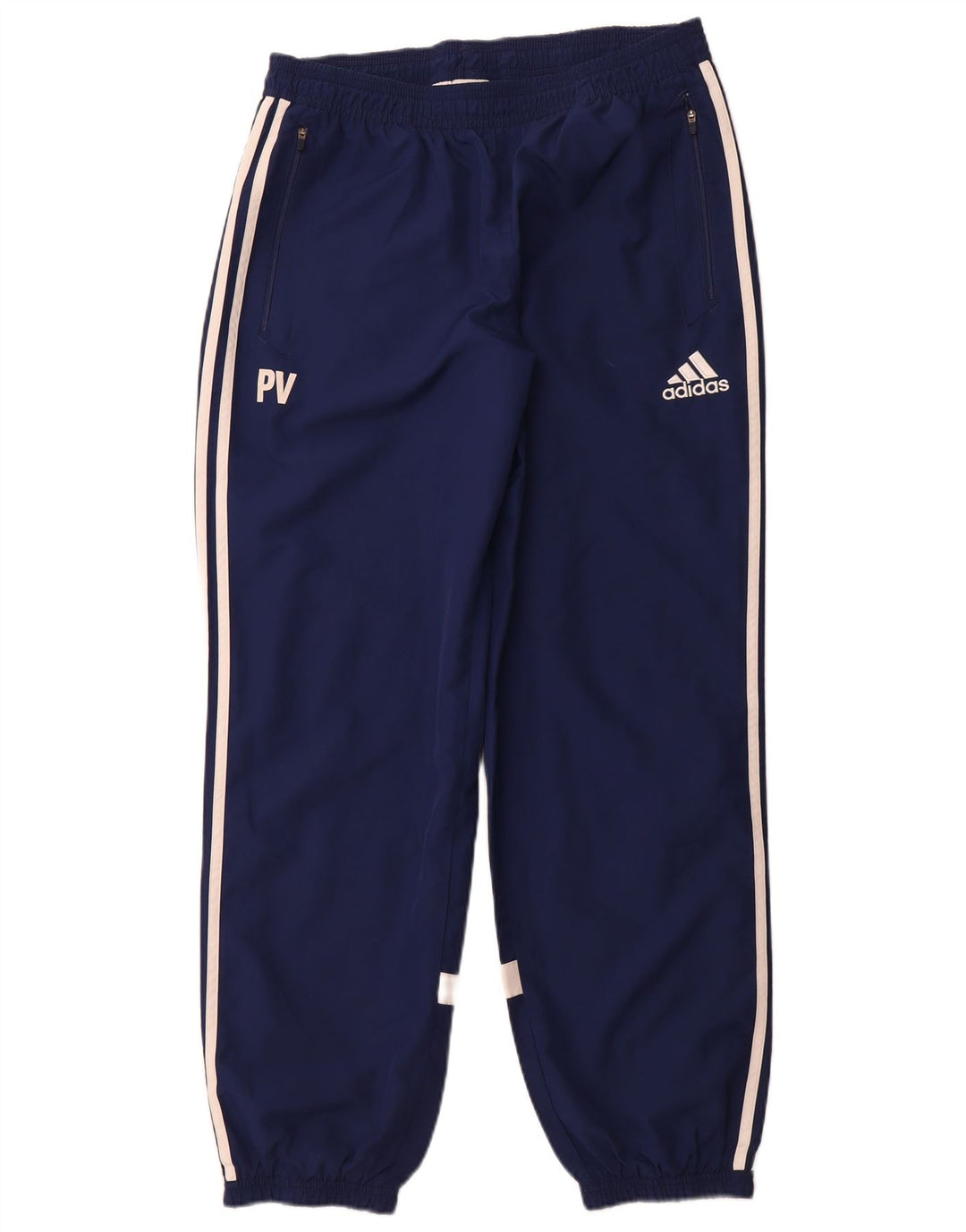 Adidas Mens Graphic Tracksuit Trousers Joggers Large Navy Blue Polyester