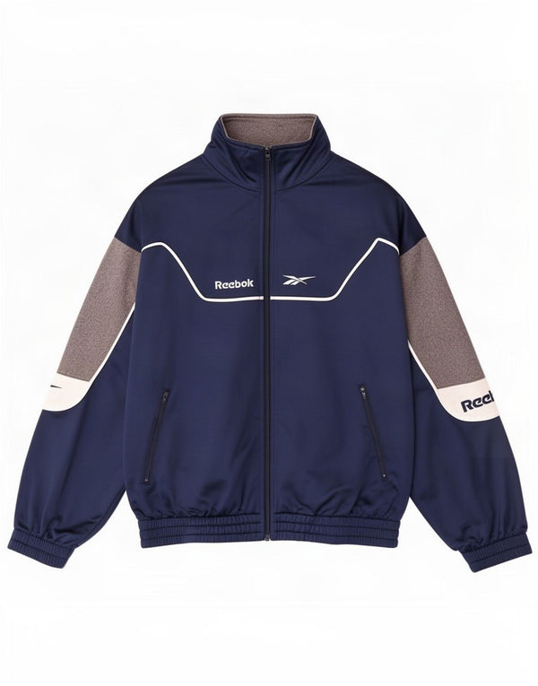Reebok Mens Graphic Tracksuit Top Jacket Small Navy Blue Colourblock