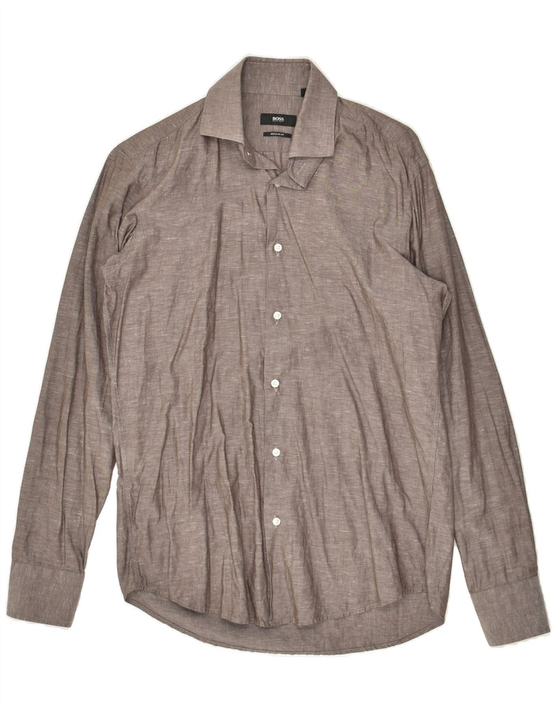 HUGO BOSS Mens Regular Fit Shirt Size 15 38 Medium Grey Flecked | Vintage Hugo Boss | Thrift | Second-Hand Hugo Boss | Used Clothing | Messina Hembry 