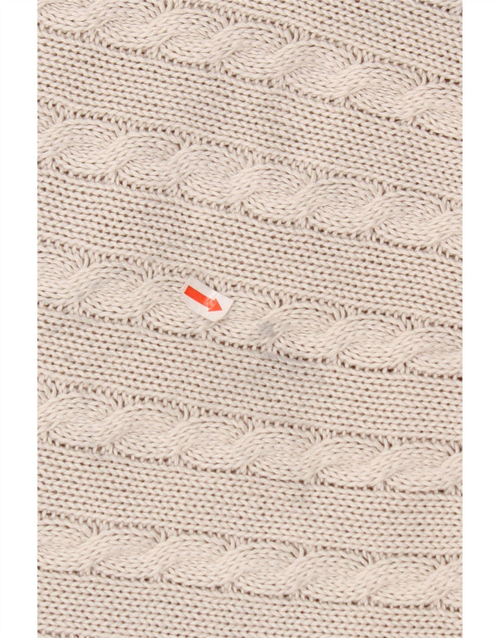 VINTAGE Womens Crew Neck Jumper Sweater UK 14 Medium Grey Fair Isle Cotton