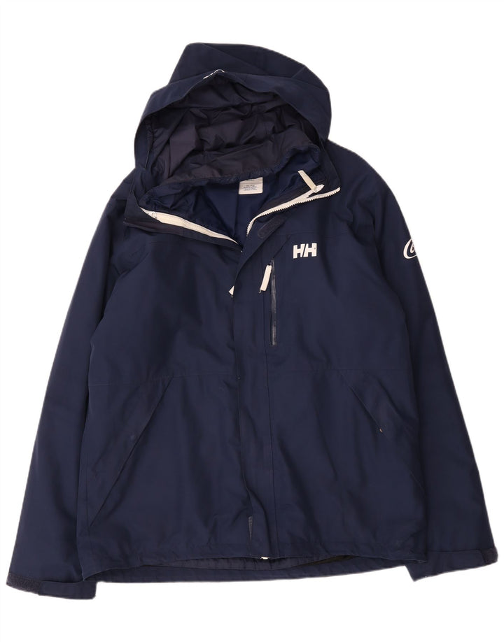 Helly Hansen Mens Hooded Windbreaker Jacket UK 42 XL Navy Blue Polyester