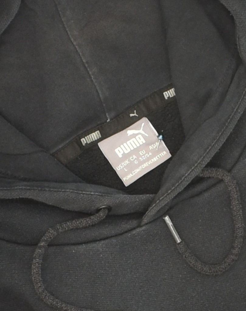 PUMA Mens Graphic Hoodie Jumper Large Black Cotton | Vintage Puma | Thrift | Second-Hand Puma | Used Clothing | Messina Hembry 