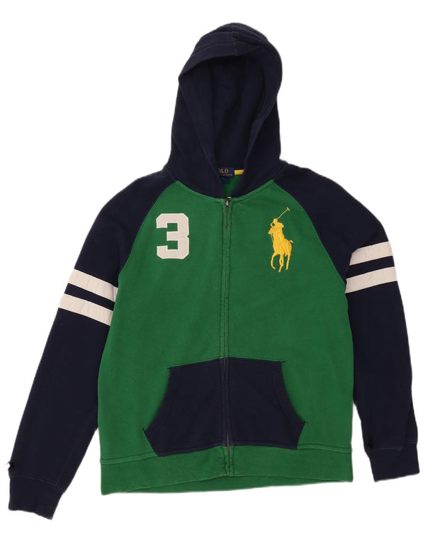 POLO RALPH LAUREN Boys Zip Hoodie Sweater 14-15 Years Large Green