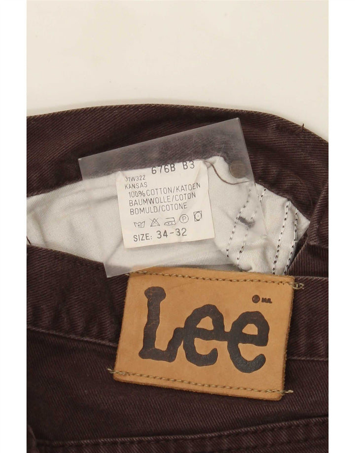 Lee Mens Kansas Straight Jeans W34 L32 Brown Cotton