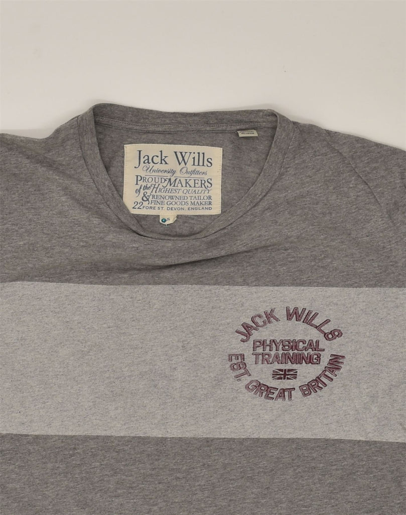 JACK WILLS Mens University Outfitters Graphic T-Shirt Top Small Grey | Vintage Jack Wills | Thrift | Second-Hand Jack Wills | Used Clothing | Messina Hembry 