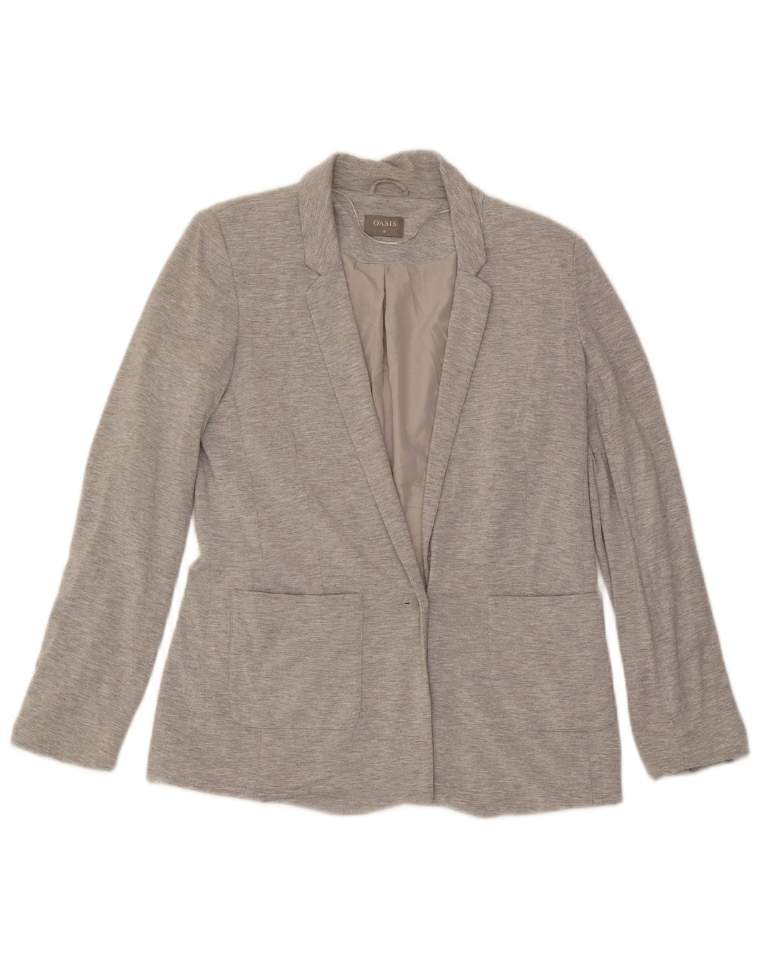 Oasis Womens 1 Button Blazer Jacket UK 10 Small Grey Flecked Viscose