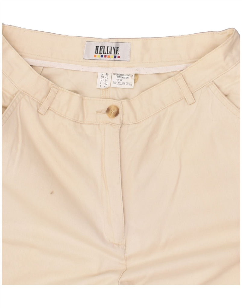 HELLINE Womens Straight Cargo Trousers UK 14 Large W32 L31  Beige Cotton | Vintage HELLINE | Thrift | Second-Hand HELLINE | Used Clothing | Messina Hembry 