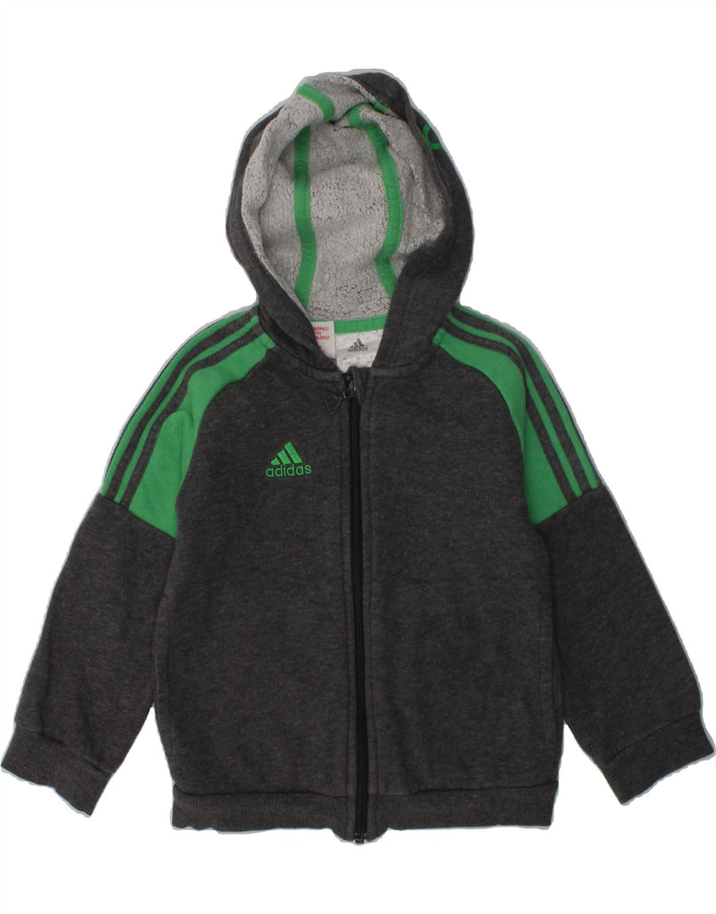 ADIDAS Baby Boys Zip Hoodie Sweater 18-24 Months Grey Colourblock Cotton | Vintage Adidas | Thrift | Second-Hand Adidas | Used Clothing | Messina Hembry 