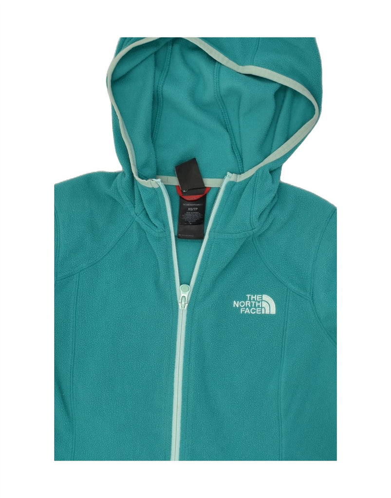 THE NORTH FACE Womens Hooded Fleece Jacket UK 6 XS Turquoise Polyester | Vintage The North Face | Thrift | Second-Hand The North Face | Used Clothing | Messina Hembry 