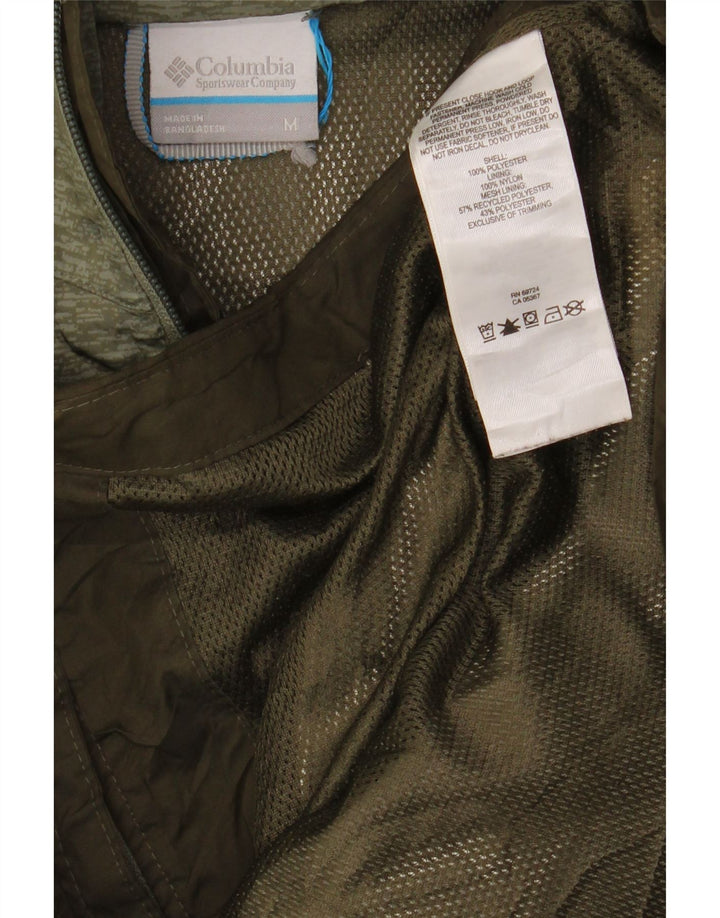 Columbia Mens Hooded Rain Jacket UK 38 Medium Khaki Colourblock Polyester