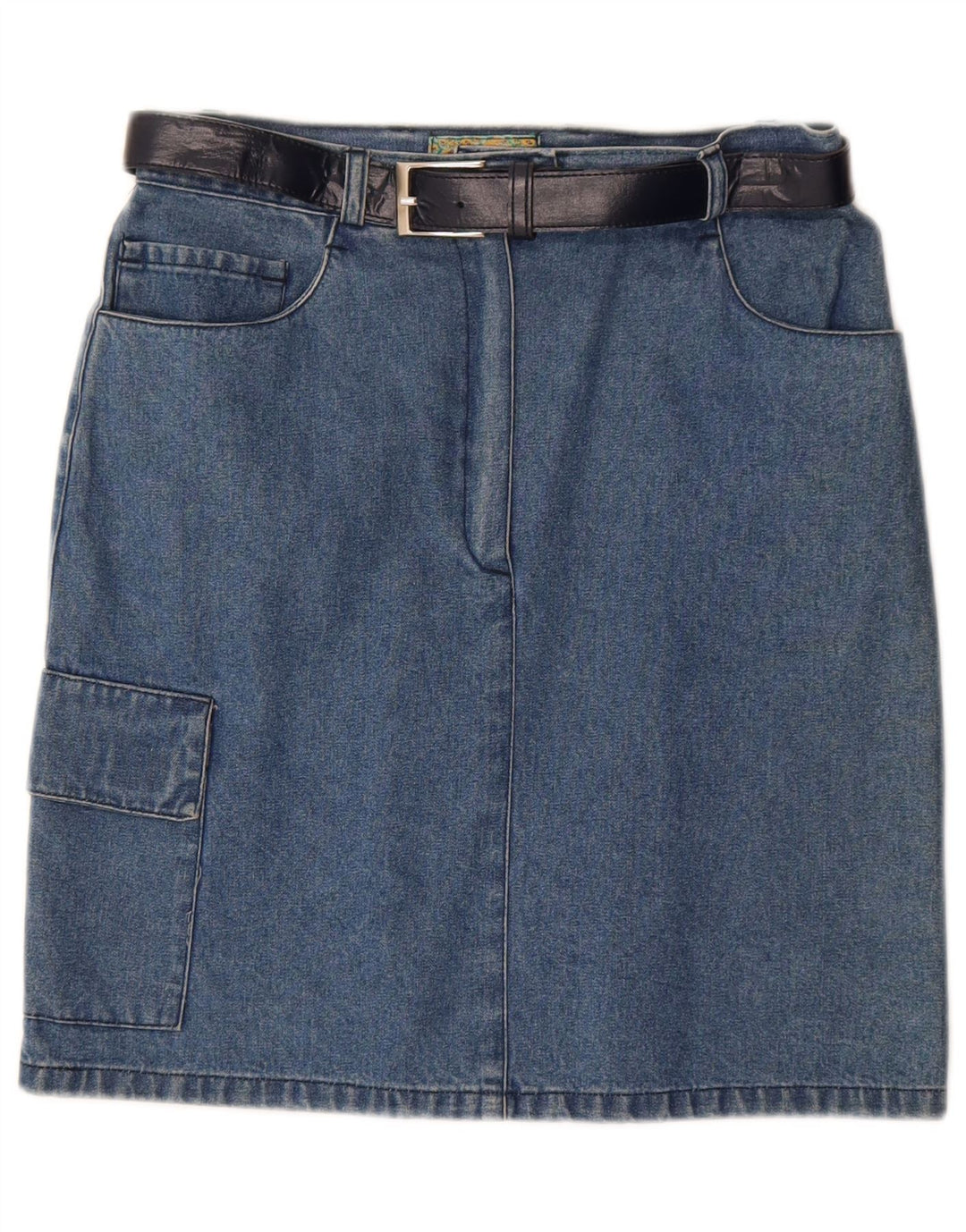 Vintage Womens Denim Cargo Skirt IT 42 Medium W28 Blue Cotton