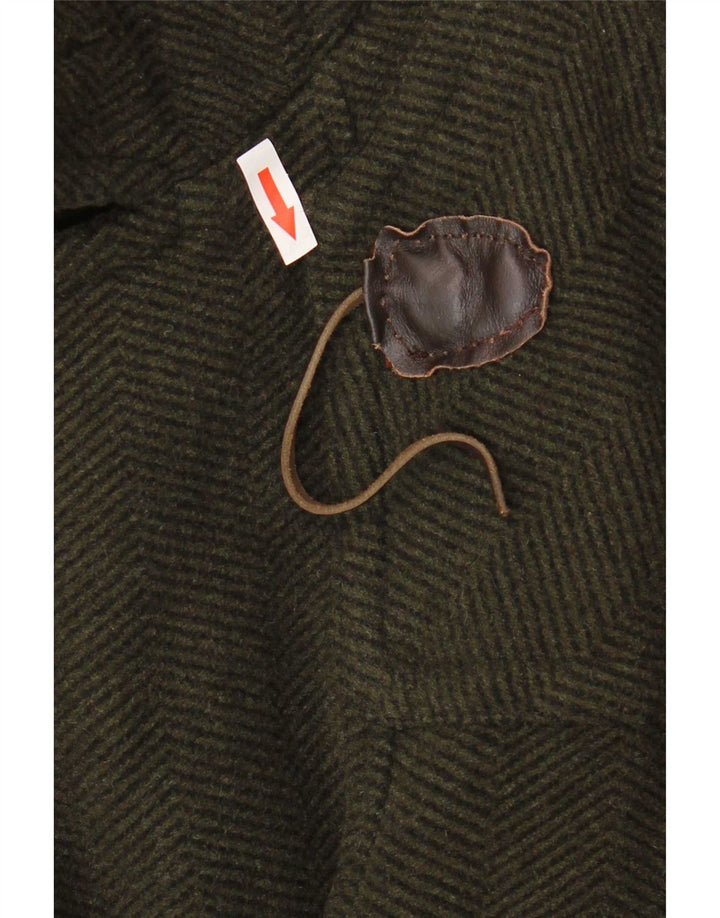 Vintage Mens Hooded Duffle Coat UK 38 Medium Khaki Wool