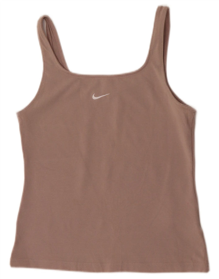 Nike Womens Crop Vest Top UK 12 Medium Grey Cotton