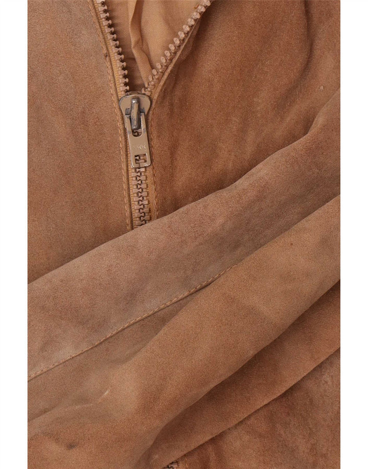 Vintage Mens Suede Bomber Jacket UK 38 Medium Beige