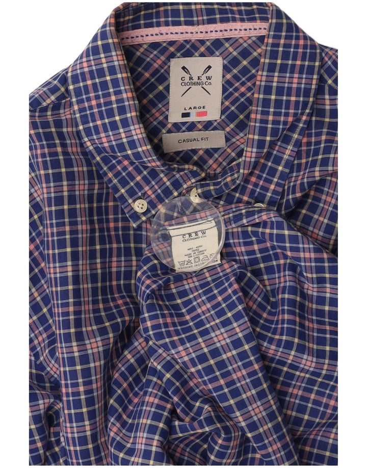 CREW CLOTHING Mens Casual Fit Shirt Large Blue Check Cotton